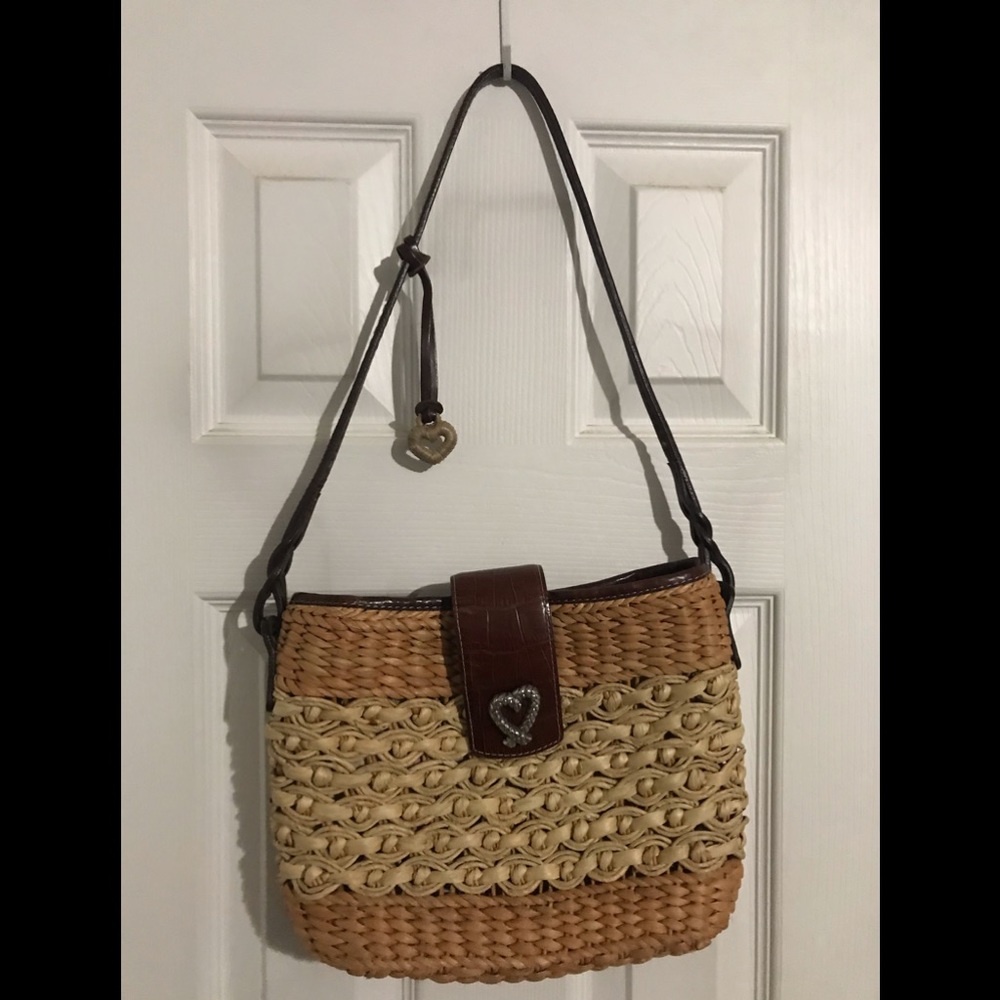 Brighton Handbag Brown Leather Straw Bag